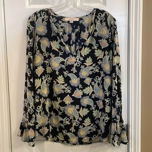 Loft Paisley V-Neck Blouse - S